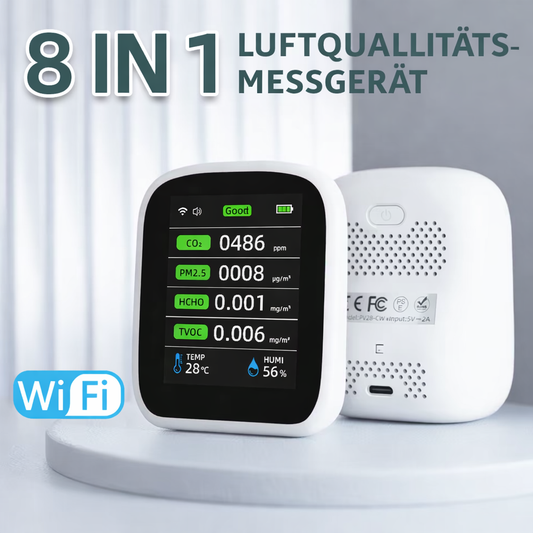 8-in-1 Luftqualitäts-Messgerät für ein gesünderes Raumklima | Luftqualität verbessern