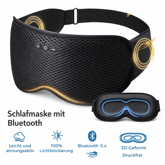 3D Schlafmaske mit integrierten Bluetooh-Kopfhörern | Smarte Schlafmaske