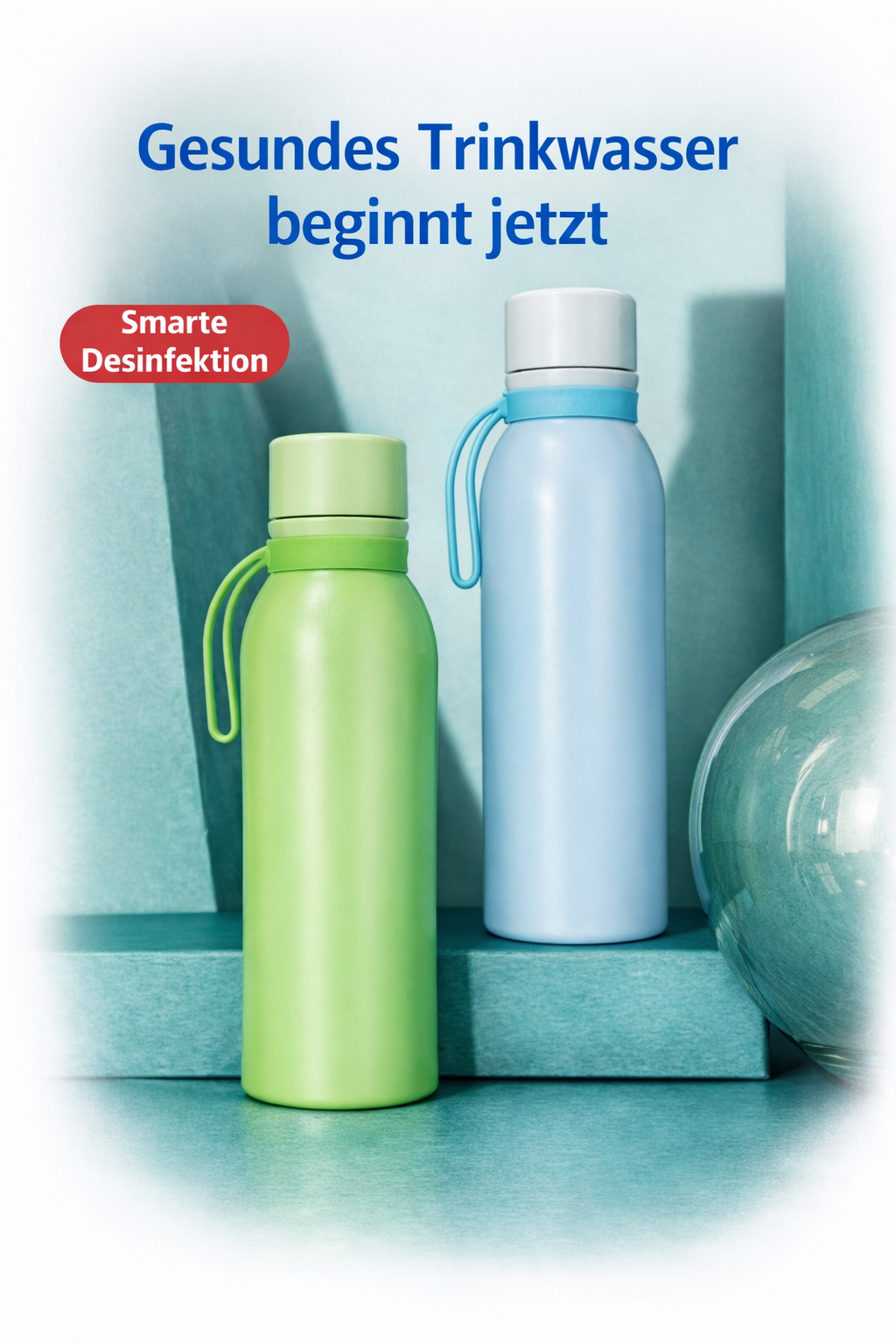 Selbstdesinfizierende Trinkflasche aus Edelstahl | UV-Desinfektion