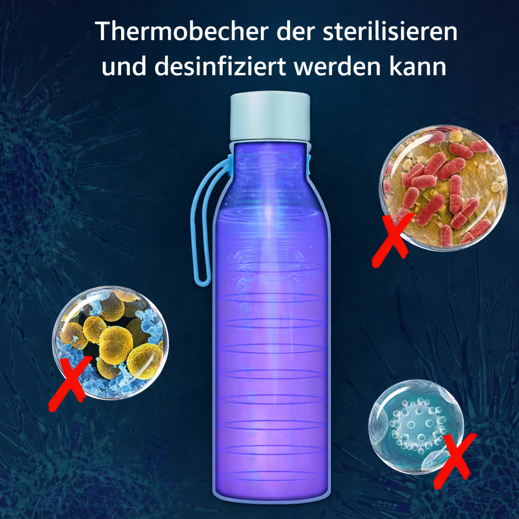 Selbstdesinfizierende Trinkflasche aus Edelstahl | UV-Desinfektion